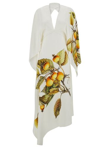 Long Asymmetric Dress With Graphic Print In Viscose Blend Woman - Ferragamo - Modalova