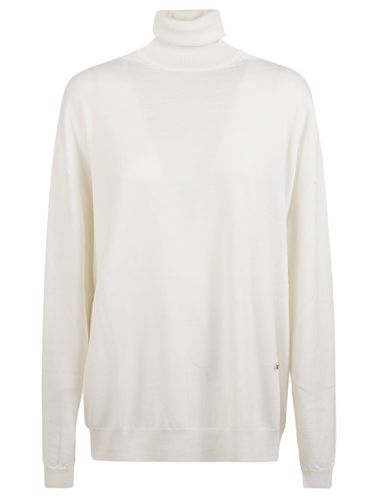 Turtleneck Rib Trim Plain Pullover - Moschino - Modalova