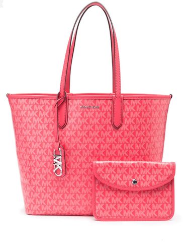 Big Pink Tote Bag With All-over Monogram And Logo Charm In Faux Leather Woman - Michael Kors - Modalova