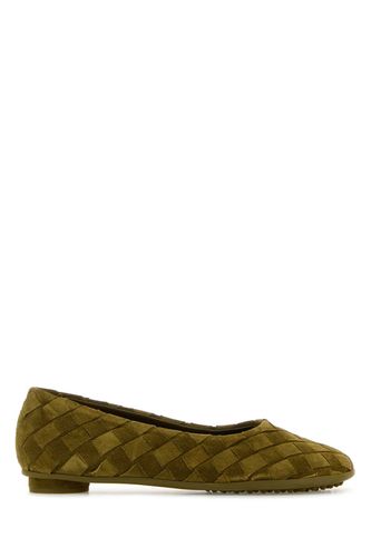 Olive Green Suede Atomic Ballerinas - Bottega Veneta - Modalova