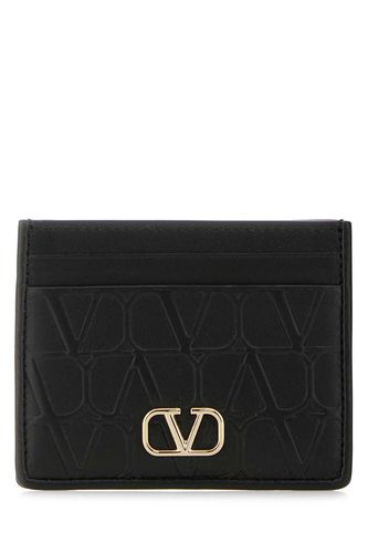 Black Leather Vlogo Card Holder - Valentino Garavani - Modalova