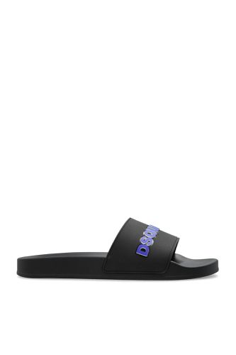 Dsquared2 Rubber Slides With Logo - Dsquared2 - Modalova