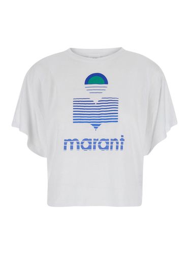 Kyanza Linen Crop T-shirt With Logo - Marant Étoile - Modalova