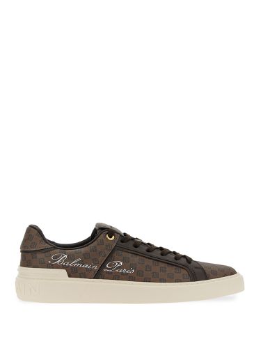 B-court Sneakers In Monogram Leather - Balmain - Modalova