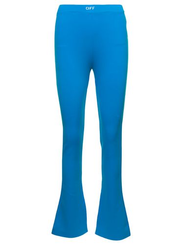 Light Blue Flared Leggings With Contrasting Logo Print In Stretch Polyamide Woman - Off-White - Modalova
