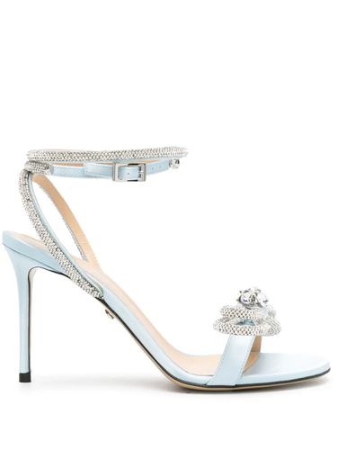 Double Bow 95 Mm Sandals In Light Blue Satin With Crystals - Mach & Mach - Modalova
