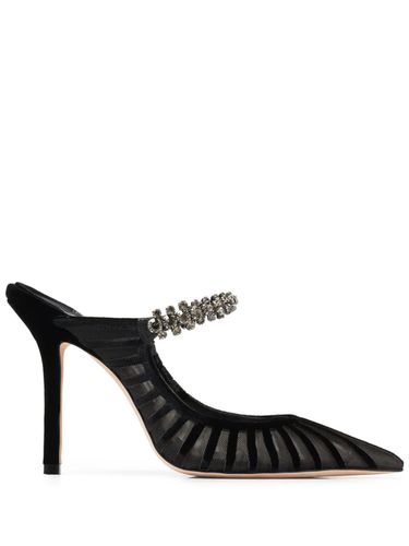 Flocked Velvet Striped Mesh Bing 100 Pumps With Crystals - Jimmy Choo - Modalova