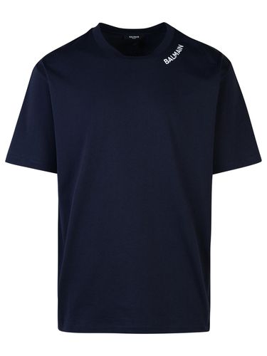 Balmain Blue Cotton T-shirt - Balmain - Modalova