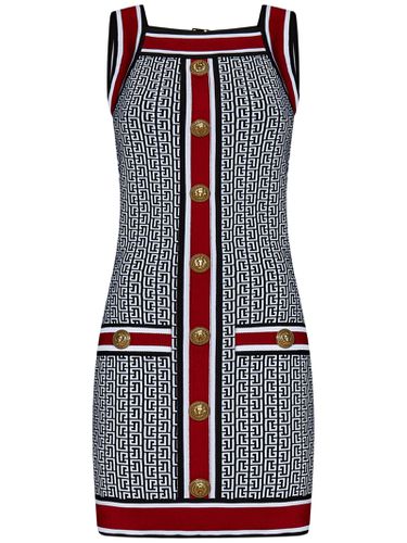 Mini Knit Dress With All-over Monogram - Balmain - Modalova