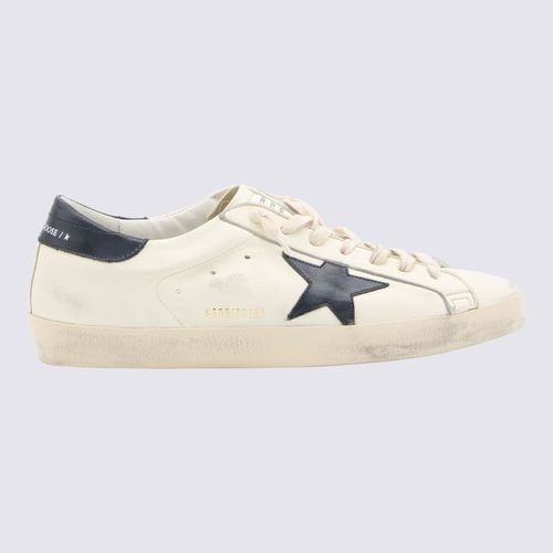 Beige And Night Blue Leather Super-star Deluxe Sneakers - Golden Goose - Modalova