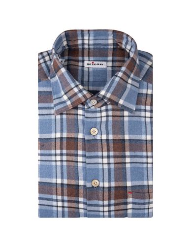 Kiton Blue Check Flannel Shirt - Kiton - Modalova