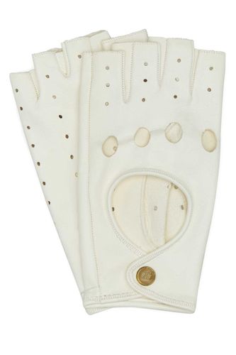 White Leather Fingerless Gloves - Valentino Garavani - Modalova