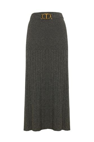 Lurex Knit Skirt With Oval T Belt - TwinSet - Modalova