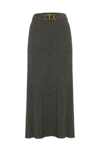 Lurex Knit Skirt With Oval T Belt - TwinSet - Modalova