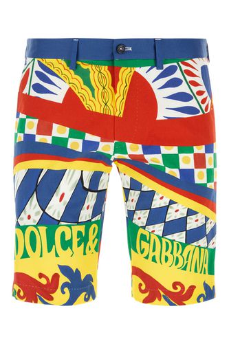 Printed Stretch Cotton Bermuda Shorts - Dolce & Gabbana - Modalova