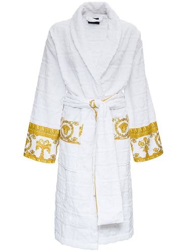 Bathrobe With Baroque Pattern In Terry Cotton - Versace - Modalova