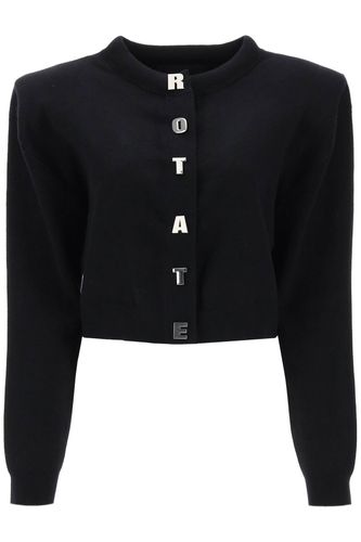 Cardigan With Padded Shoulders And Metal Logo - Rotate by Birger Christensen - Modalova