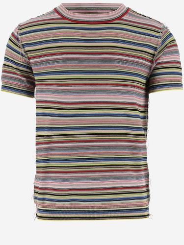 Cotton T-shirt With Striped Pattern - Maison Margiela - Modalova