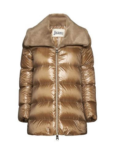 Herno Fur Applique Zipped Down Coat - Herno - Modalova
