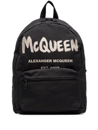 Black And Ivory Metropolitan Mcqueen Graffiti Backpack - Alexander McQueen - Modalova