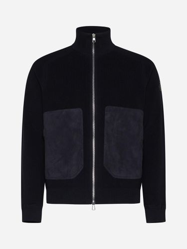 Moncler Knit And Suede Cardigan - Moncler - Modalova