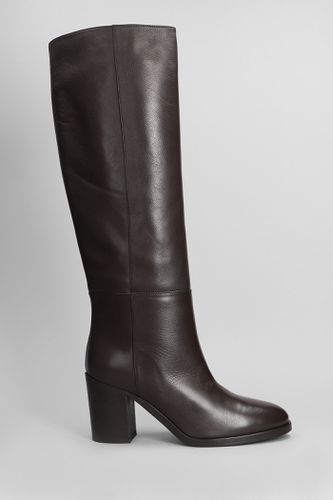 High Heels Boots In Dark Brown Leather - Via Roma 15 - Modalova