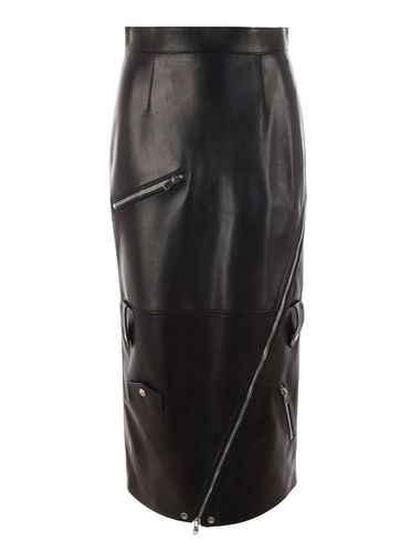 Long Skirt With Zip Embellishment In Smooth Leather Woman - Alexander McQueen - Modalova