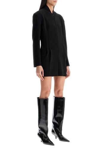 Black Mini Slim Dress With Front Zip - Norma Kamali - Modalova