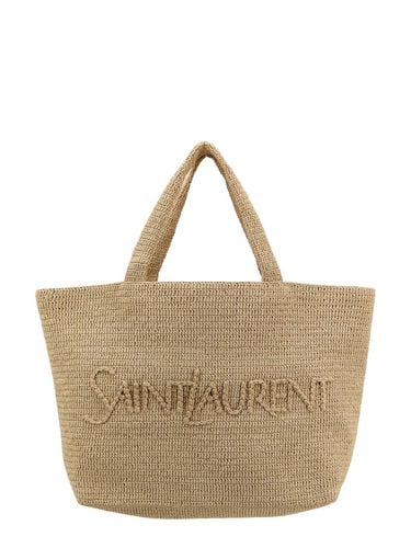 Large Logo Embroidered Raffia Tote Bag - Saint Laurent - Modalova