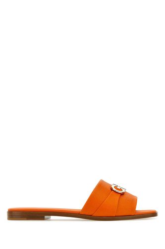 Orange Leather Oria Slippers - Ferragamo - Modalova