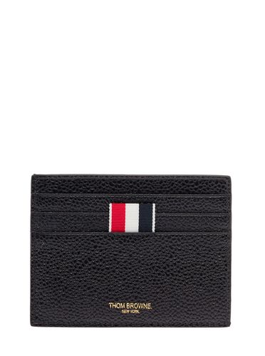 Mans Leather Card Holder With Logo - Thom Browne - Modalova