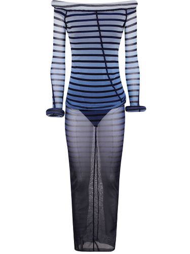 Mesh Boat Neck Long Dress With 3d Collar And Cuff - Jean Paul Gaultier - Modalova