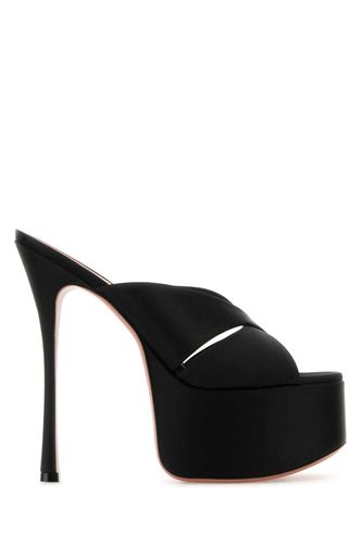 Black Satin Salma Mules - Amina Muaddi - Modalova