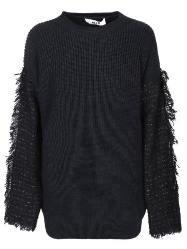 MSGM Fringes Details Black Sweater - MSGM - Modalova