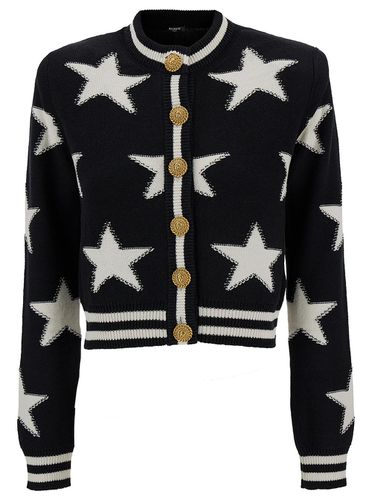 Buttonned Knit Stars Cropped Cardigan - Balmain - Modalova