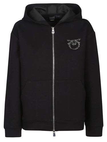 Logo Embellished Zip-up Hooded Jacket - Pinko - Modalova