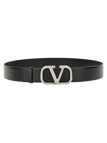 Black Leather go Logo Belt - Valentino Garavani - Modalova