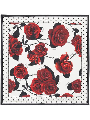 Red Roses & Polka Dots Scarf 90x90 - Balmain - Modalova