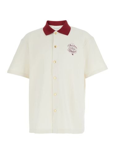 Beige Shirt With Embroidered Slogan On Front And Back In Cotton Man - Drôle de Monsieur - Modalova