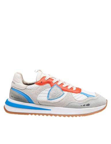 Olympique Sneakers In Leather And Fabric Color , Grey And Orange - Philippe Model - Modalova