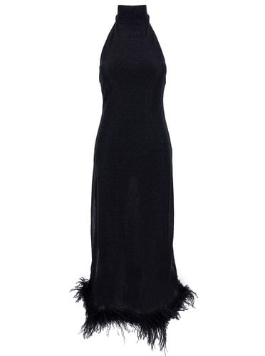 Long Dress With High Neck And Feathers In Lurex Woman - Oseree - Modalova