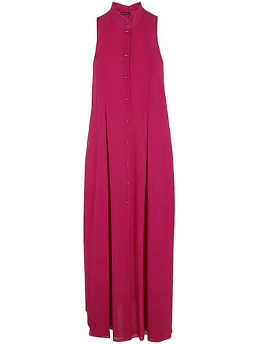 Sleeveless Pleated Midi Dress - Emporio Armani - Modalova