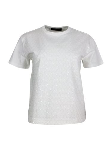 Crew-neck, Short-sleeved T-shirt Made Of Soft Cotton Embellished With Sequin Applications That Give A Three-dimensional Effect To The Garment - Fabiana Filippi - Modalova