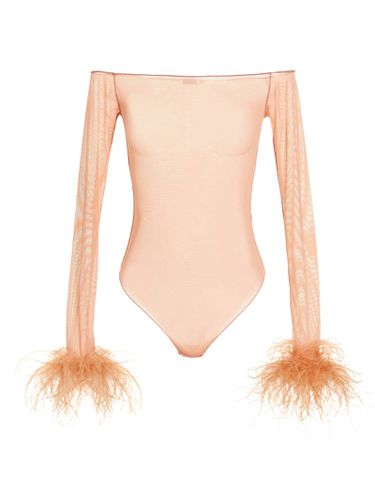 Feather Transparent Mesh Bodysuit - Oseree - Modalova