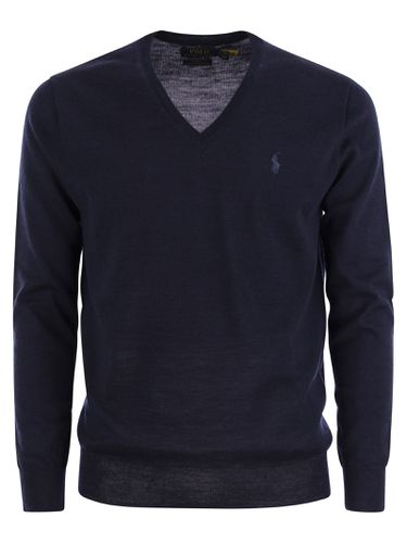 Logo Embroidered V-neck Jumper - Polo Ralph Lauren - Modalova