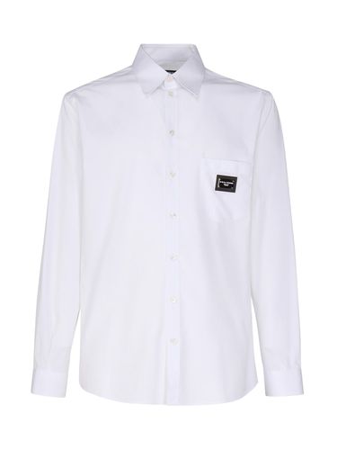 Martini Cotton Shirt With Logo Plaque - Dolce & Gabbana - Modalova