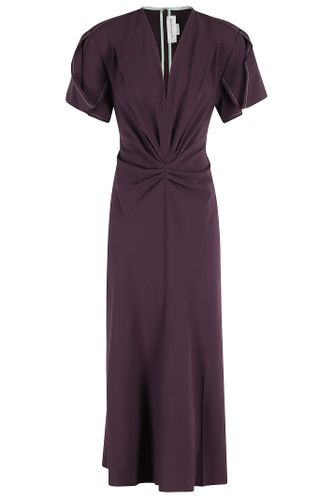 Gathered V-neck Midi Dress - Victoria Beckham - Modalova