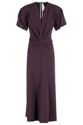 Gathered V Neck Midi Dress - Victoria Beckham - Modalova