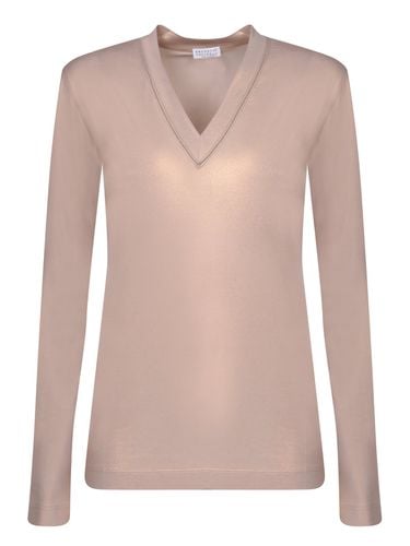 Long-sleeved V-neck T-shirt - Brunello Cucinelli - Modalova