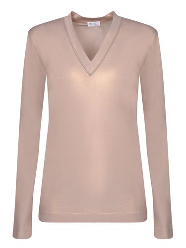 Long-sleeved V-neck T-shirt - Brunello Cucinelli - Modalova